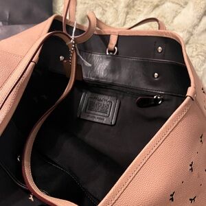 Coach Pink and Black Leather Tote Bag